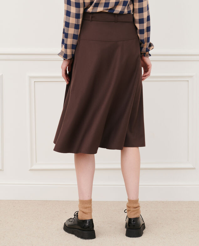 Jupe portefeuille en laine 8809 38 darkbrown