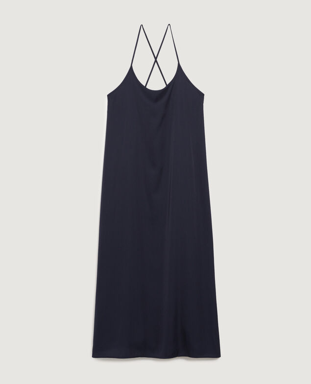 Robe longue nuisette satinée H695 night sky