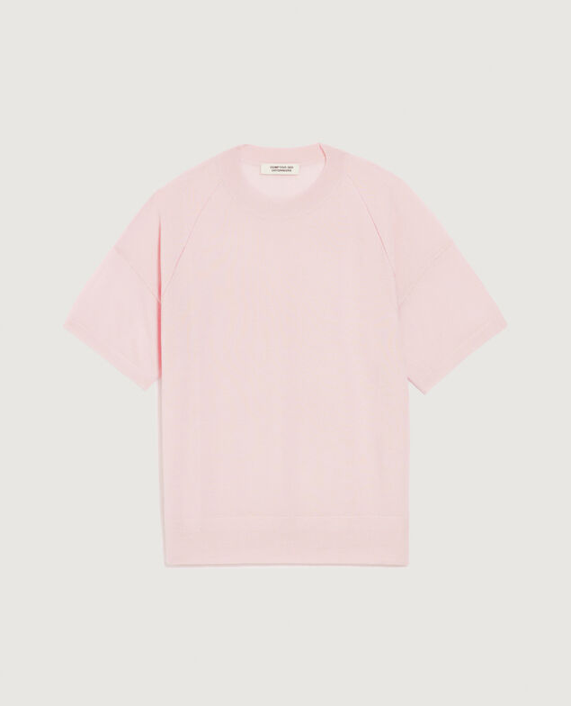 Pull en laine mérinos et soie K100 bloom pink
