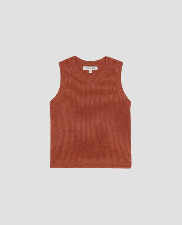 Débardeur maille ajourée en coton U260 orange