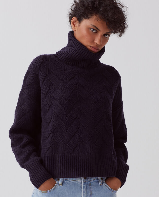 Pull col roulé en laine H695 night sky