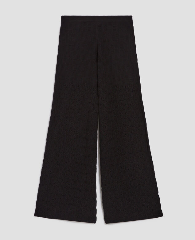 Pantalon évasé crochet texturé en coton H091 black beauty
