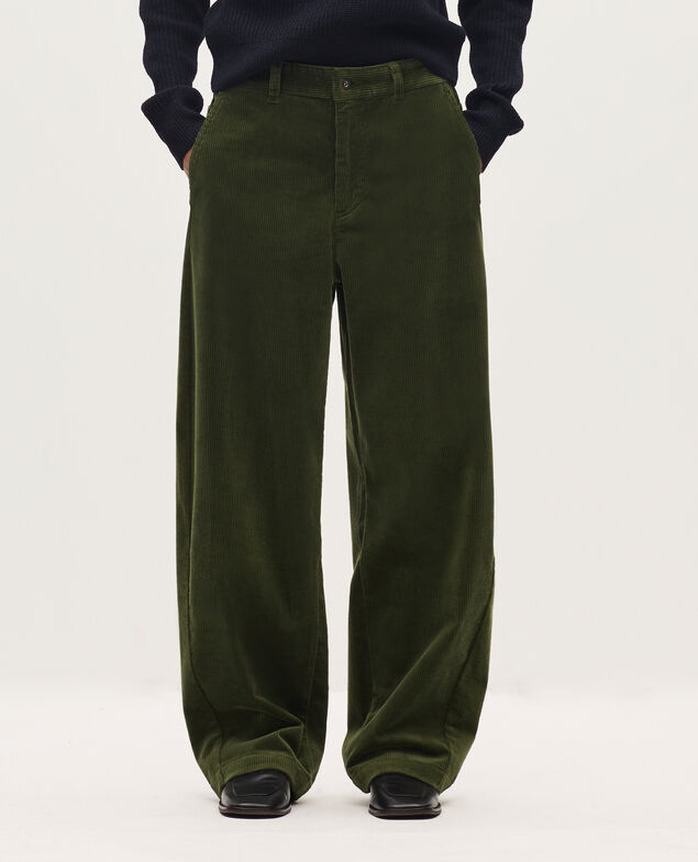 Pantalon barrel en velours côtelé U550 green
