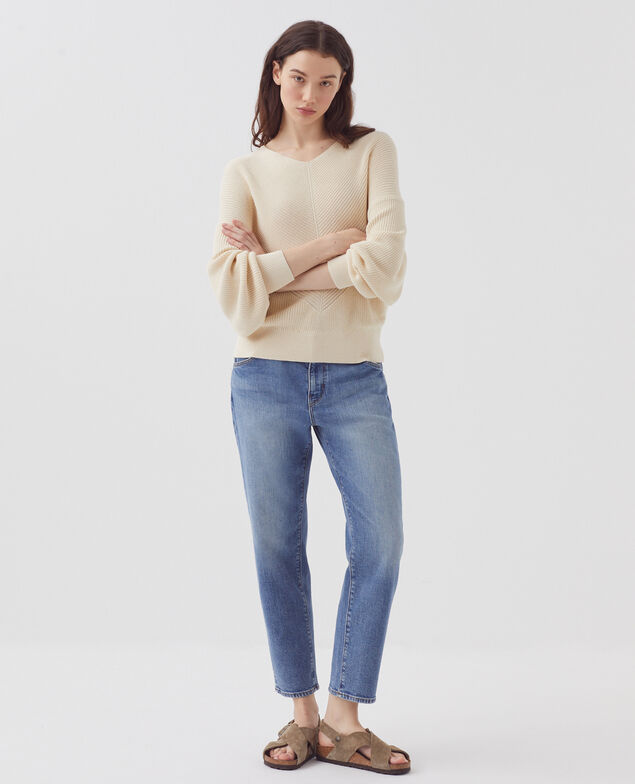 Pull à col V en coton H304 albore