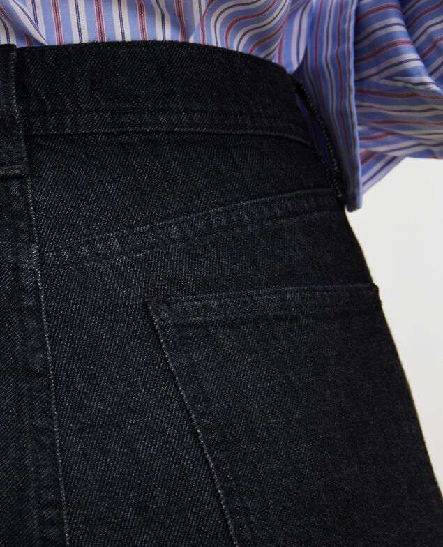 REAL STRAIGHT - Jean noir taille haute 5 poches Noir denim