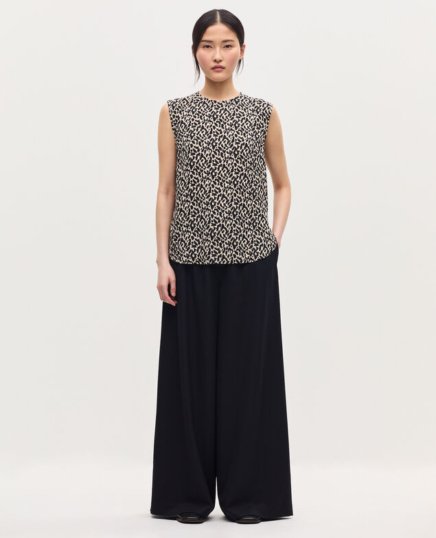 Top sans manches fluide K010 leo ecru