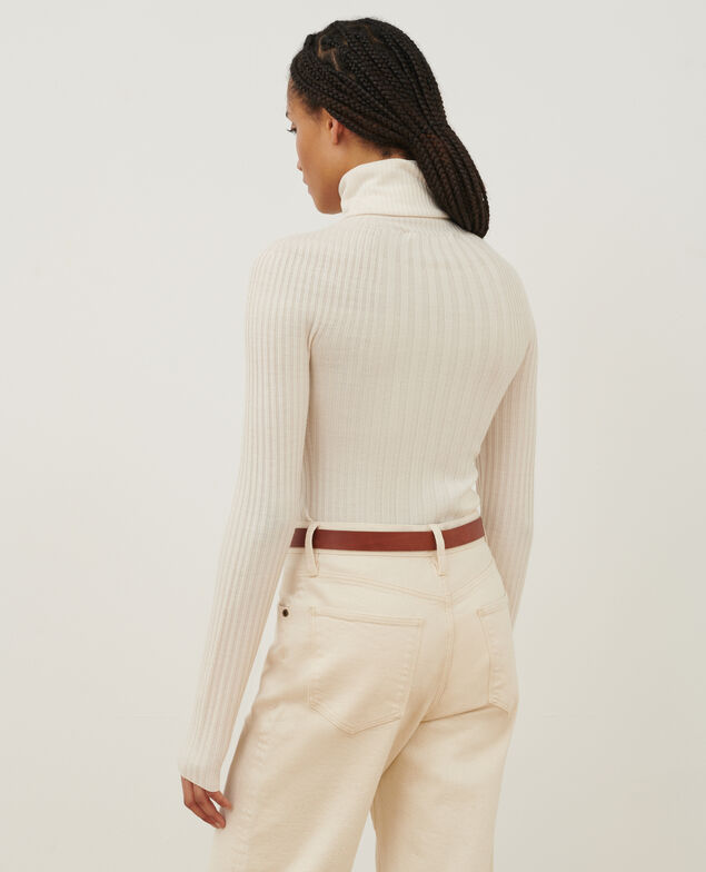 Pull col roulé en laine mérinos A013 ow jetstream