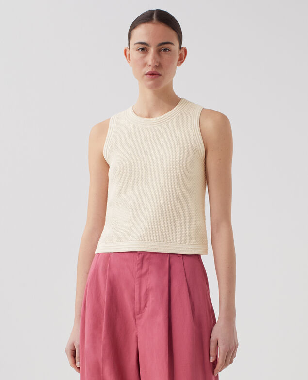 Débardeur maille ajourée en coton U010 off white