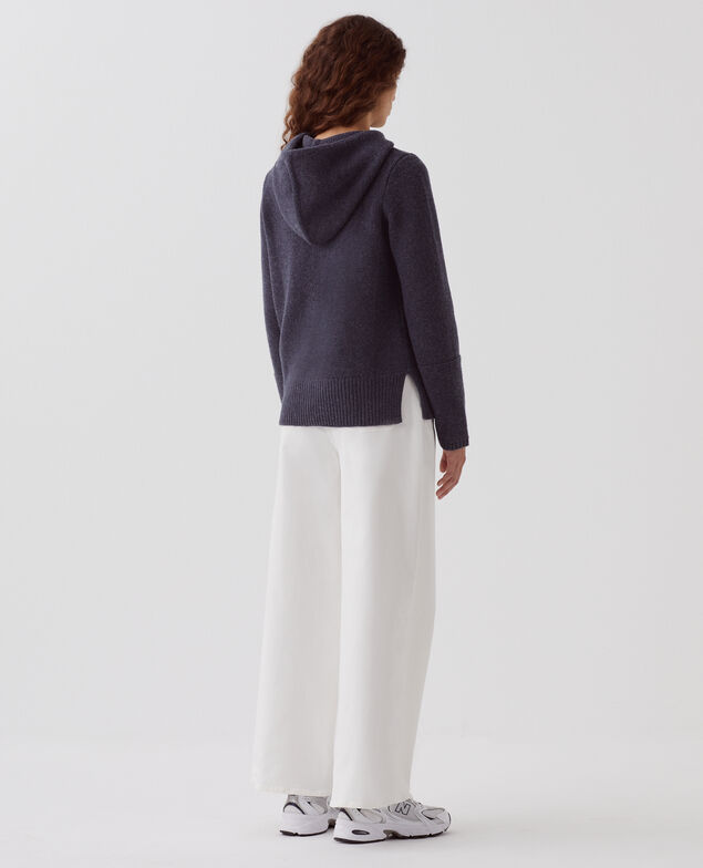 Pull à capuche en laine I684 marathon blue