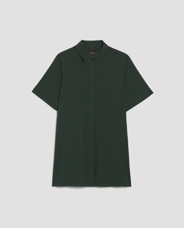 Robe chemise courte brodée en coton J590 spruce green