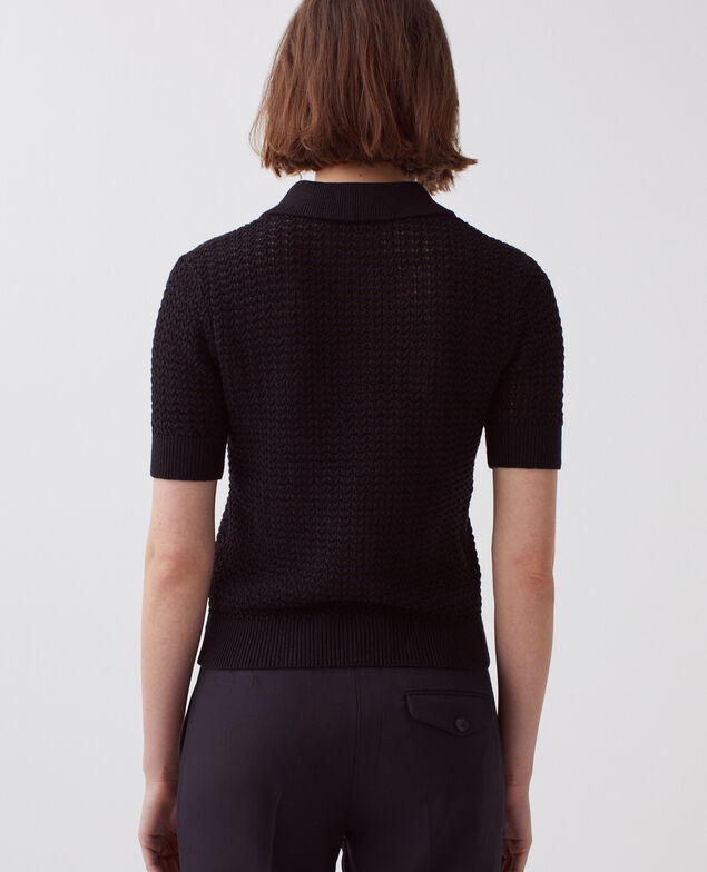 Pull col polo à manches courtes H091 black beauty
