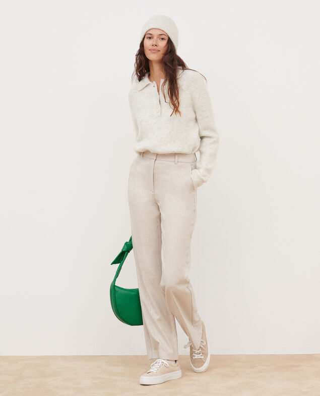 Pantalon droit en flanelle BLANDINE 8838 40 cream