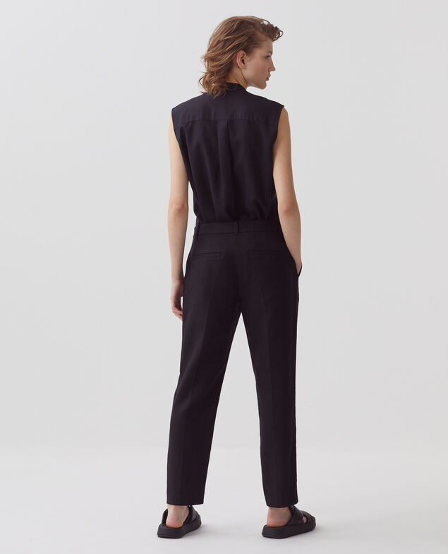 Pantalon cigarette en lin MARGUERITE H091 black beauty