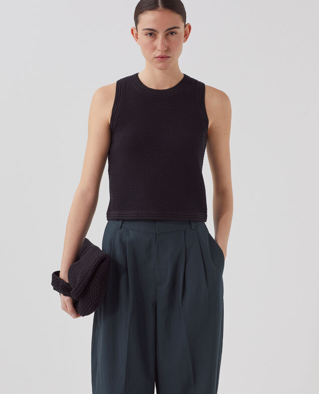 Débardeur maille ajourée en coton U090 black