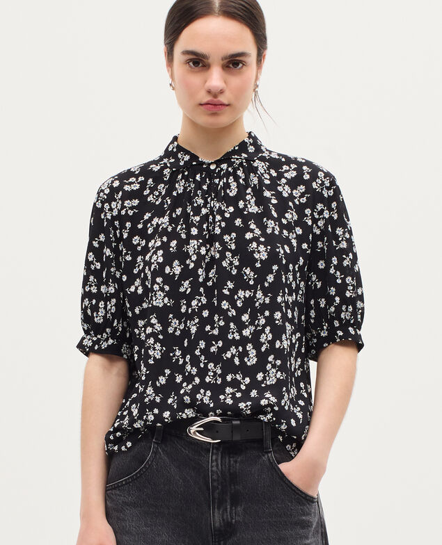 Blouse fluide manches courtes K094 daisy black