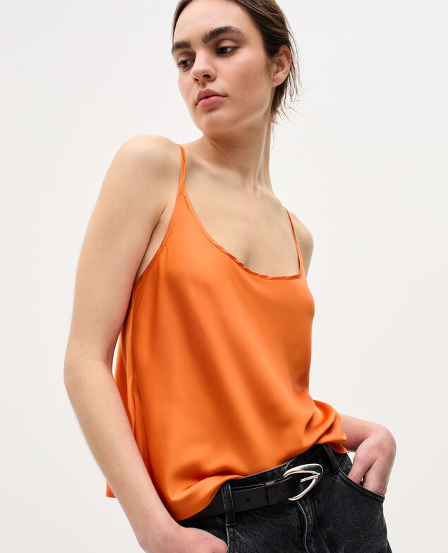 Top satiné à fines bretelles K240 apricot orange