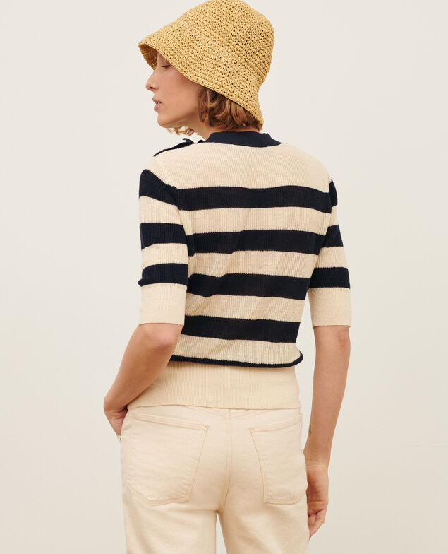 Pull manches courtes en lin 0692 night_sky_stripes
