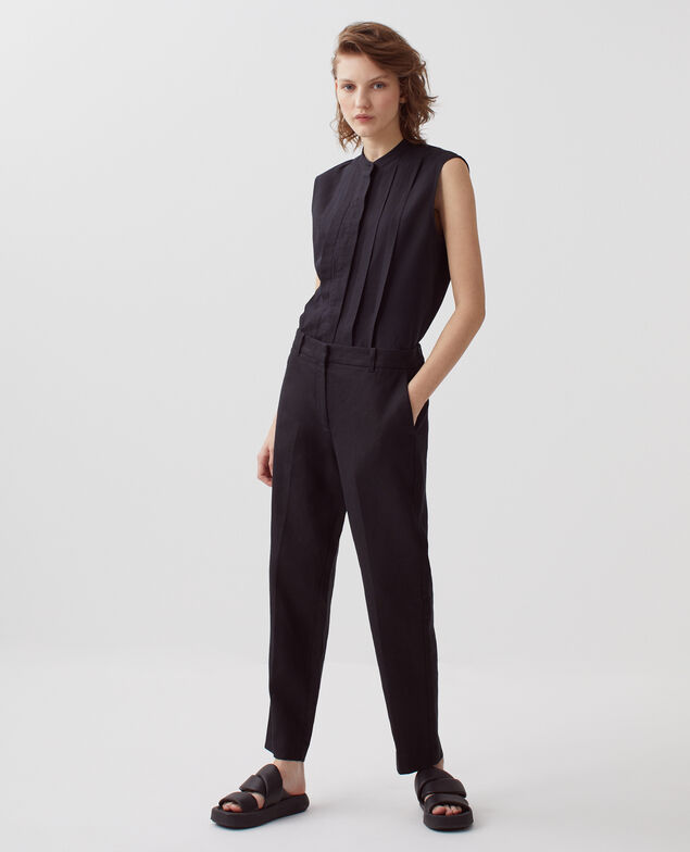 Pantalon cigarette en lin MARGUERITE H091 black beauty