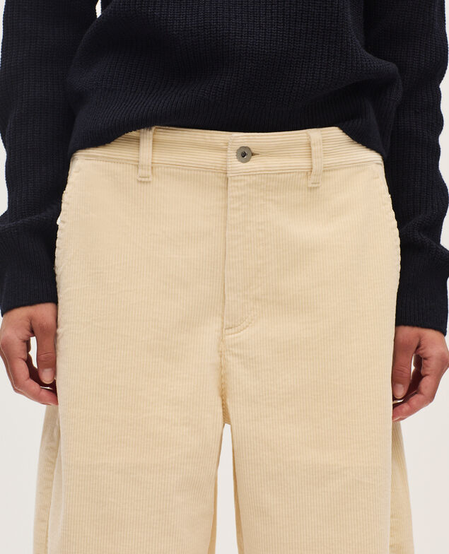 Pantalon barrel en velours côtelé U010 off white