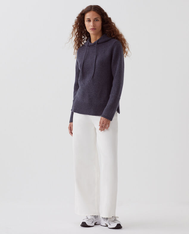 Pull à capuche en laine I684 marathon blue