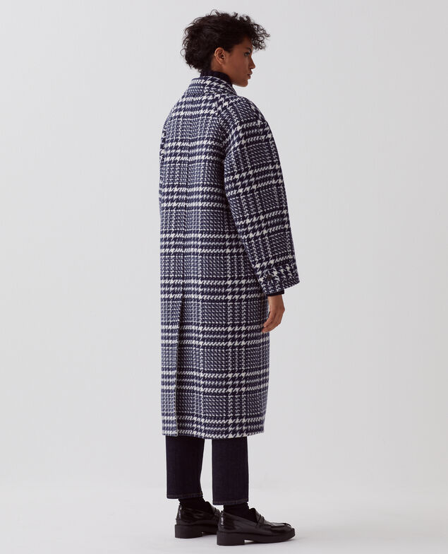 Manteau long I681 houndstooth ble
