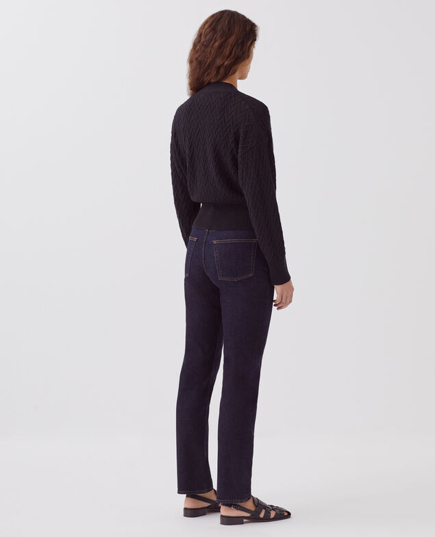 Cardigan col V en lin H091 black beauty
