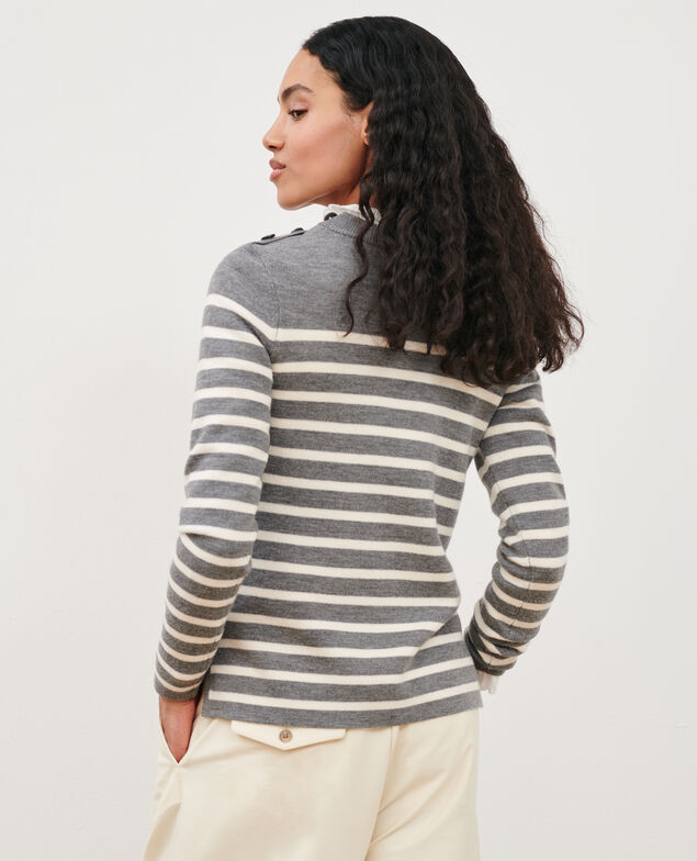 MADDY - Pull marin en laine mérinos 8873 04 grey stripes