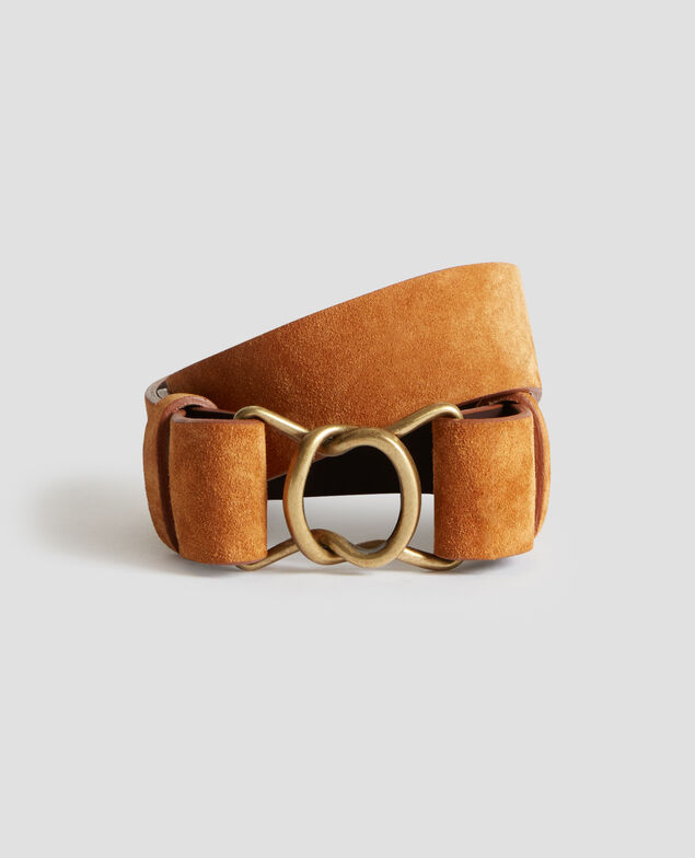 Ceinture fine en cuir suédé H323 camel