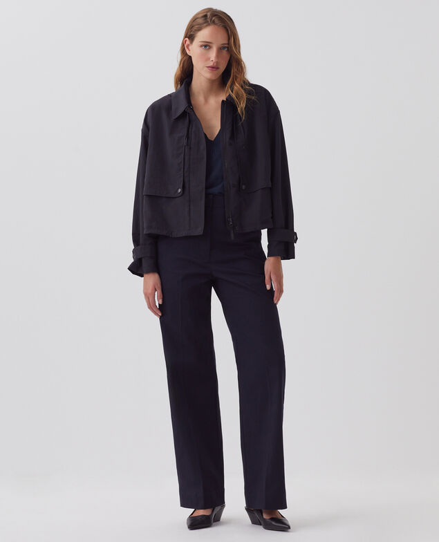 Blouson court à capuche déperlant H091 black beauty