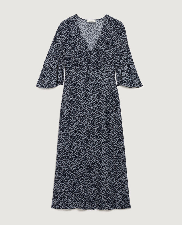 Robe longue fluide K621 leo blue