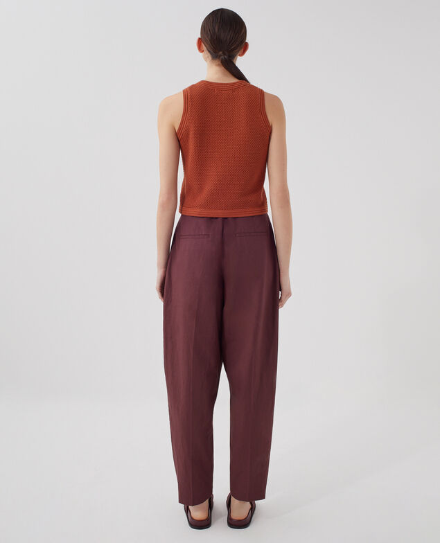 Débardeur maille ajourée en coton U260 orange