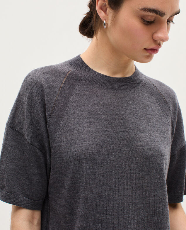 Pull en laine mérinos et soie K071 rabbit gray