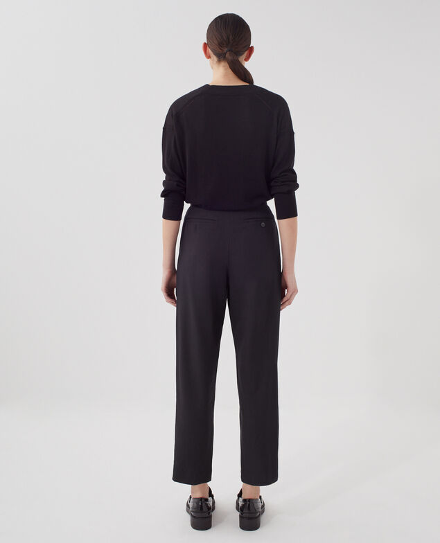 Pantalon à plis en laine CAMILLE H091 black beauty