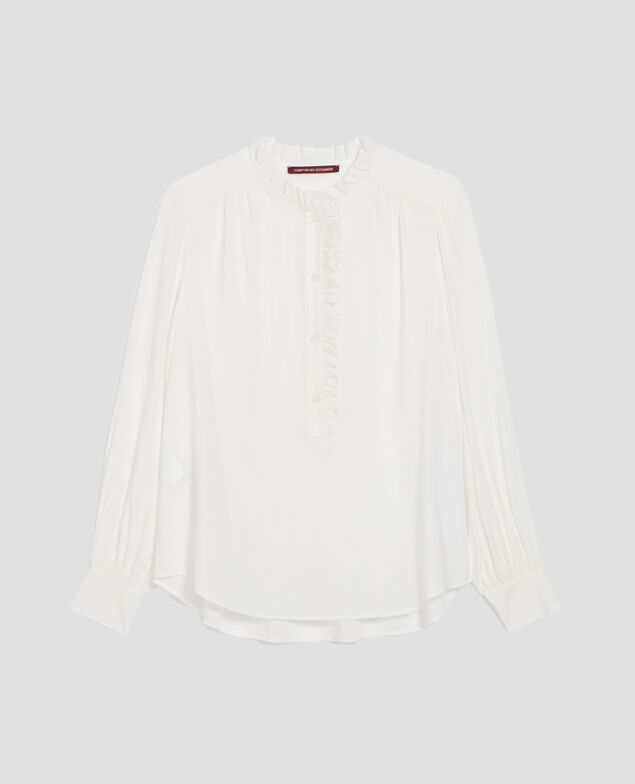 Blouse détails de volants H013 gardenia