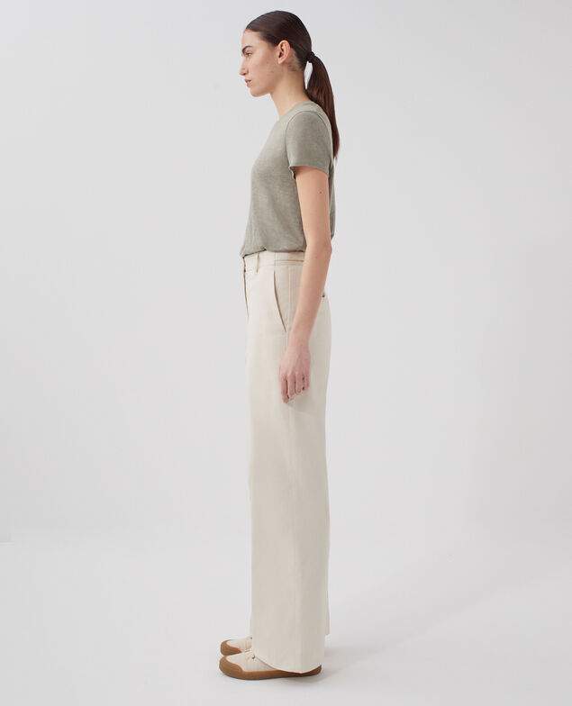 Pantalon droit BLANDINE I010 glass green beige