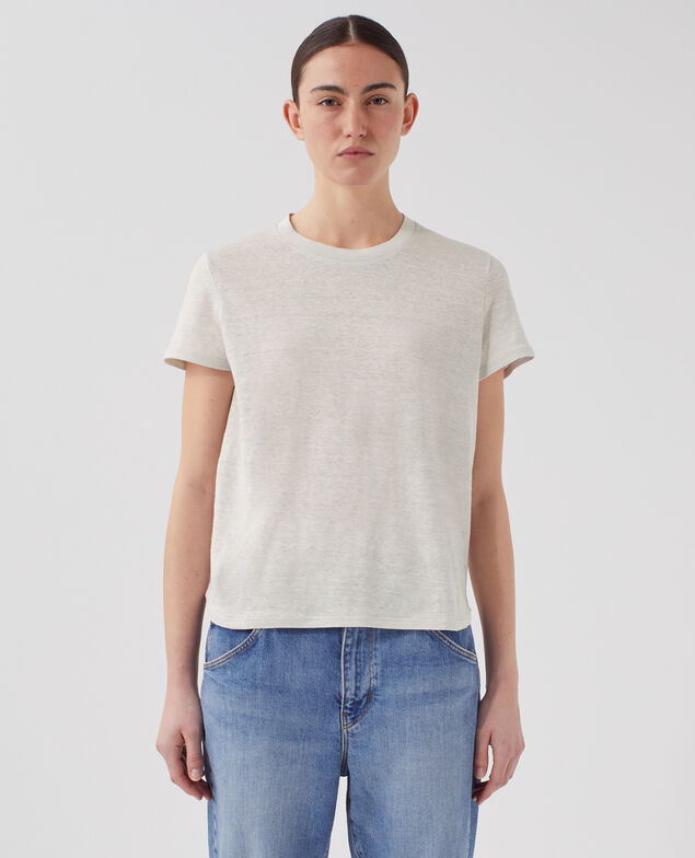 T-shirt col rond en lin AMANDINE U020 light gray