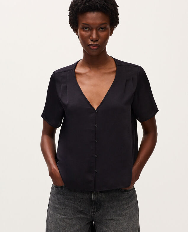Blouse fluide col V H091 black beauty