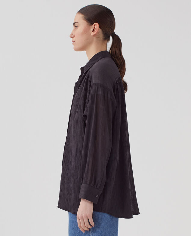 Chemise en coton froissé H091 black beauty