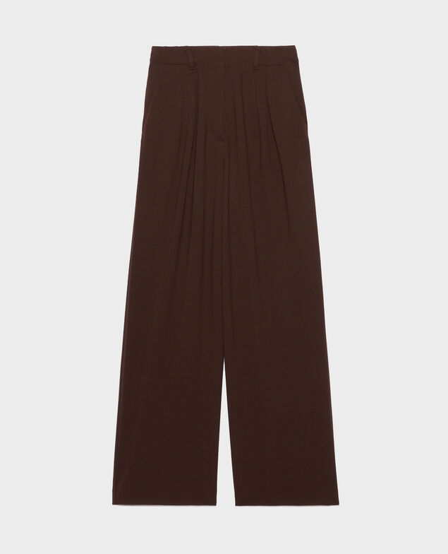 Pantalon ample fluide YVONNE A371 solid brown coffee