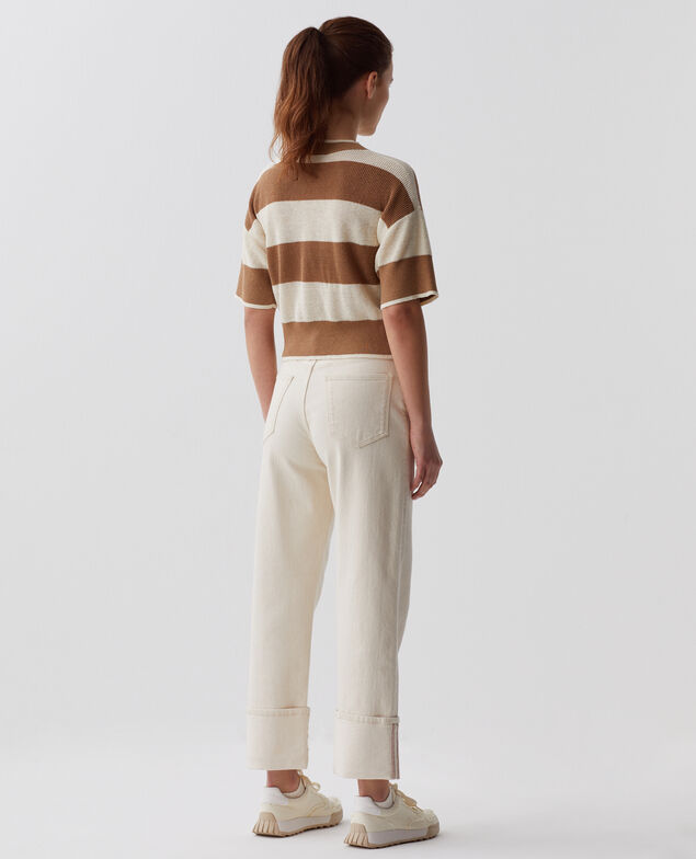 Pull cropped à manches courtes en lin H324 large gratinato