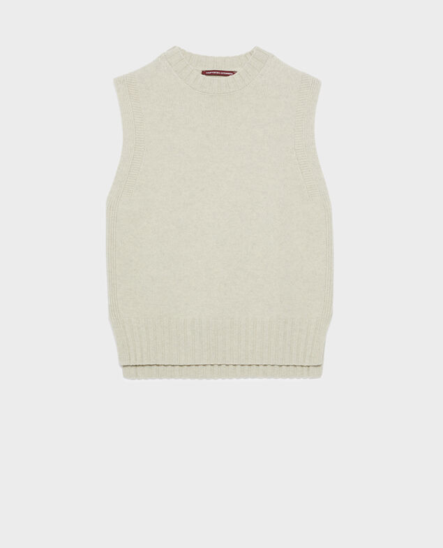 Pull sans manches A009 white knit