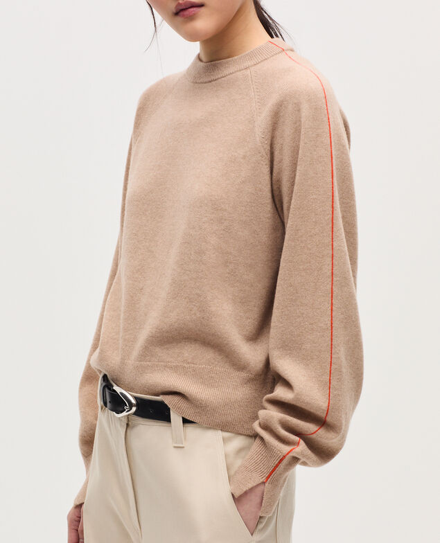 Pull col rond en cachemire K321 tan st pumpkin