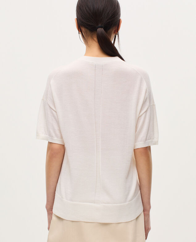 Pull en laine mérinos et soie H013 gardenia