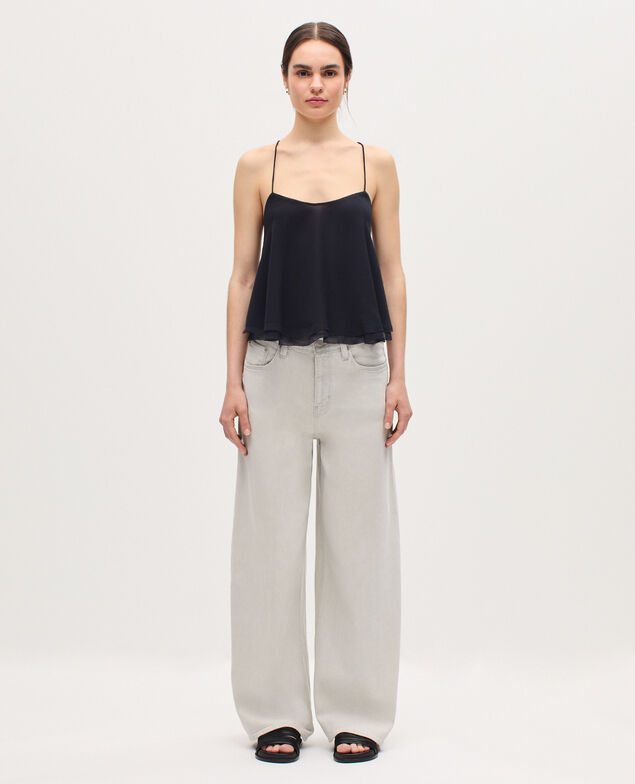 Top en mousseline à bretelles croisées K080 vulcan gray