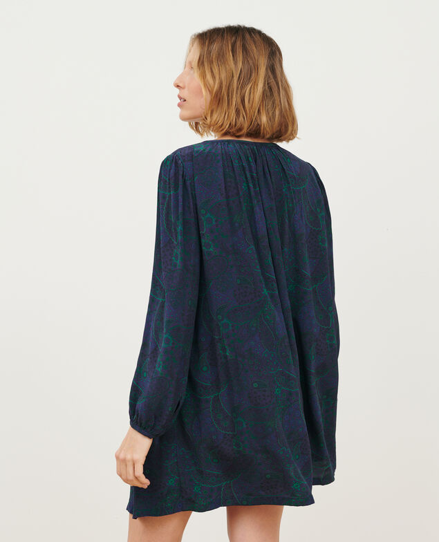 Robe imprimée fluide A684 paisley navy