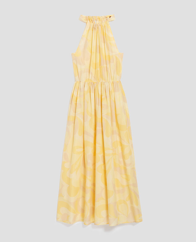 Robe longue encolure américaine H413 anemone yellow