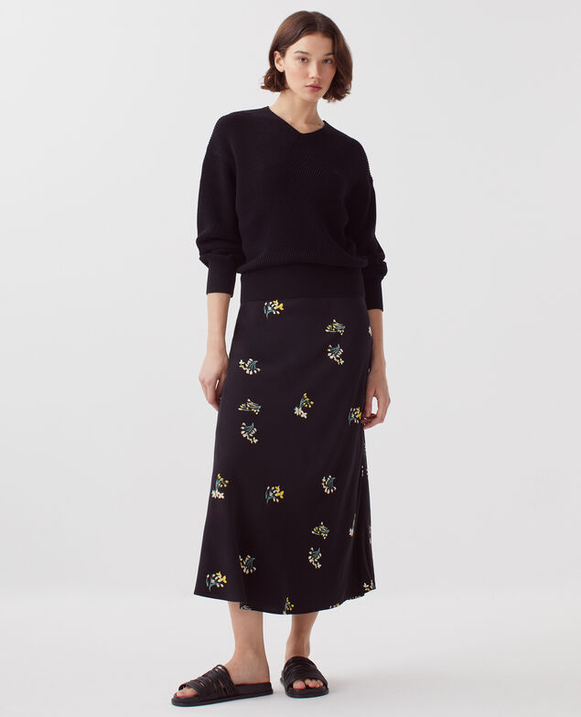 Pull col V en coton H091 black beauty