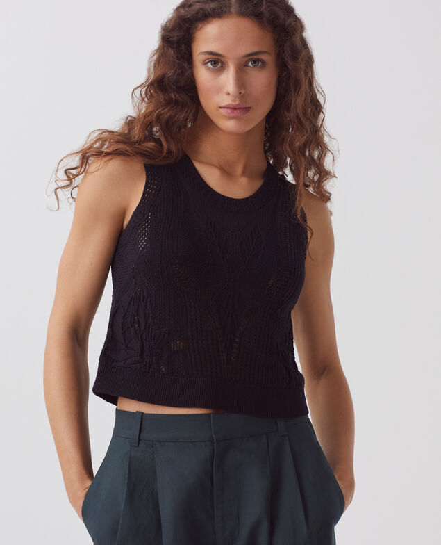 Débardeur en coton crochet H091 black beauty