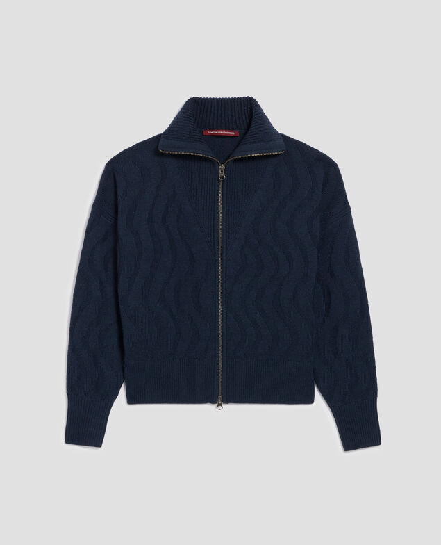 Cardigan zippé en laine mérinos J690 blueberry