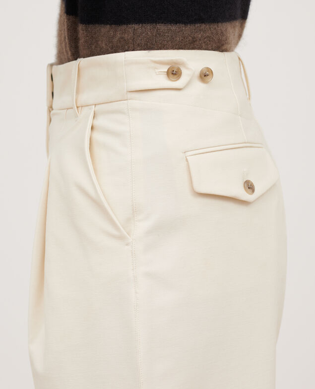 Pantalon carrot twill jersey PEGGY 4142 ecru